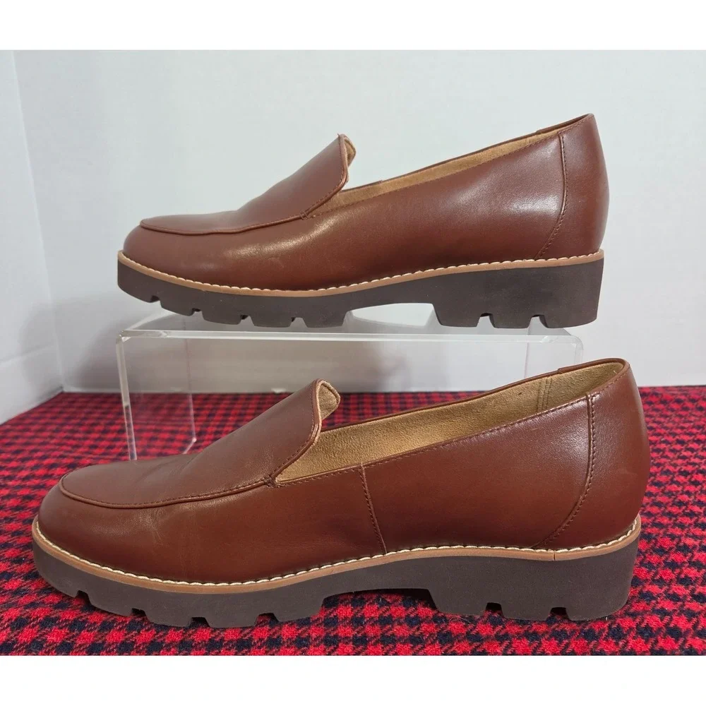 Vionic Kensley Women's Loafers 7.5 BrownLeather Slip On Orthotic Shoes w/inserts